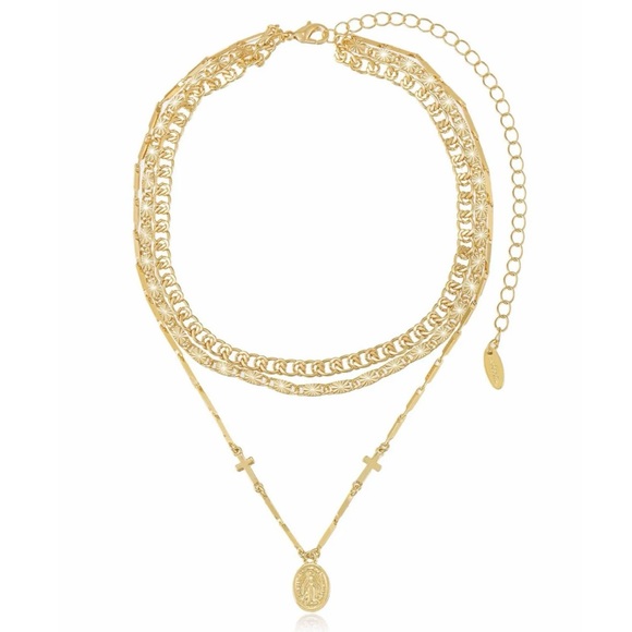 Ettika 18K Gold Plated Mixed Layered Necklace NEW - Picture 3 of 13